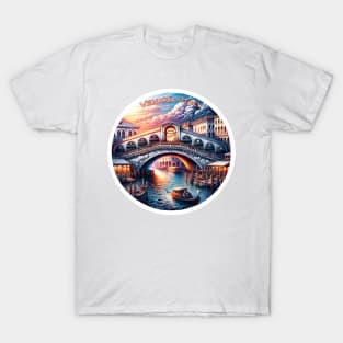 Retro Vintage Travel Enchanted Venice Italy Sunset T-Shirt